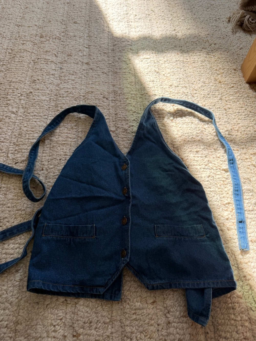 Lioness Dark Blue Denim Button-Front Halter Top